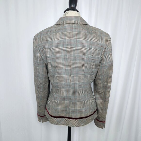 Vintage 90s Louis Feraud Blazer 8 Medium Gray Plaid - Picture 6 of 8